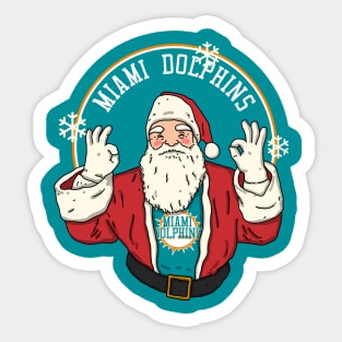 Santa Claus Loves Miami Dolphins Sticker